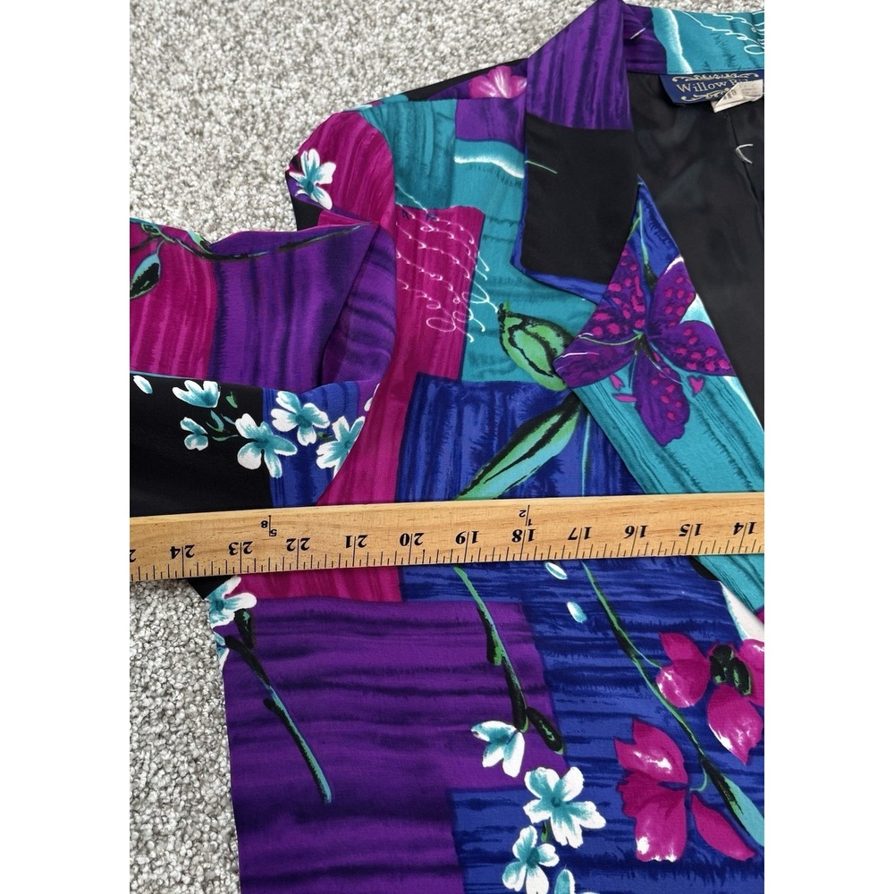 Willow Ridge Patchwork Blazer Womens Large Purple Vintage Floral Jacket 90s - Picture 4 of 6